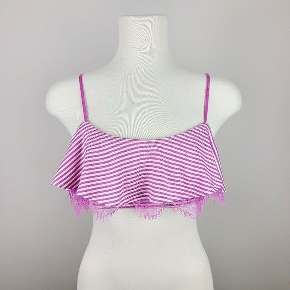 Joe's Jeans Purple Orchid Stripe Popover Lace Bralette XS - Picture 2 of 16